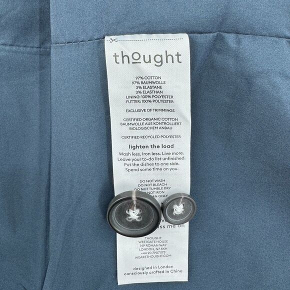 THOUGHT Rare Blue Velvet Double Breasted Blazer Jacket Size 14 US 18 UK 46 EUR - Picture 8 of 9